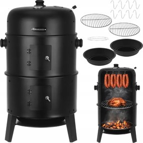 Záhradný gril na drevené uhlie s udiarňou 3 v 1