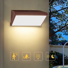 Brilagi-LED Vonkajšie nástenné svietidlo so senzorom TRIANGLE LED/20W/230V hnedá IP65