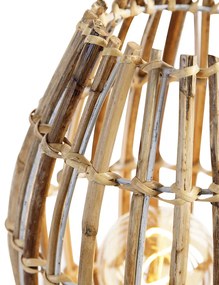 Vidiecka stolová lampa bambusová s bielou - Canna Capsule