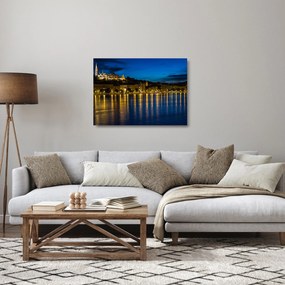 Sklenený obraz nočného mesta (70x50 cm)