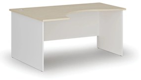 Ergonomický kancelársky pracovný stôl PRIMO WHITE, 1600 x 1200 mm, ľavý, biela/čerešňa