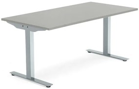 Kancelársky stôl MODULUS, T-rám, 1600x800 mm, strieborná, svetlošedá