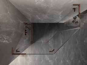 Mexen Lunar, L päťuholníkový sprchový kút naklápací doľava 100 x 90 cm, 8mm číre sklo, profil ružové zlato, 831L-100L-090P-60-00-L