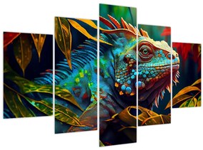 Obraz - Farebný leguán (150x105 cm)