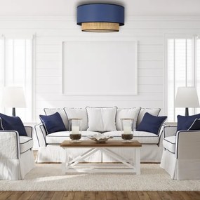 Duolla - Stropné svietidlo BOHO 1xE27/15W/230V pr. 45 cm modrá/ratan