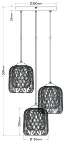 Globo 15965-3HR - Závesný luster na lanku DICHTI 3xE27/40W/230V