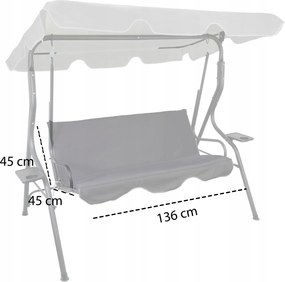 Garden Line ZÁHRADNÁ HOJDAČKA 170 x 110 x 153 cm ŠEDÁ BEZ OPIERKY NA NOHY. S DRŽIAKOM NA POHÁRE