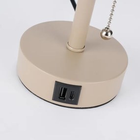 Brilagi - Stolová lampa s USB portom TABLON 1xE27/25W/230V béžová/biela