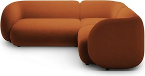 Zamatová rohová pohovka v terakotovej farbe (pravý roh/do L) Kate – Micadoni