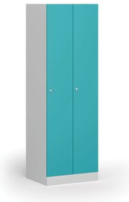 Kovová šatníková skrinka S1, 2-dverová, 1850 x 600 x 500 mm, cylindrický zámok, zelené dvere