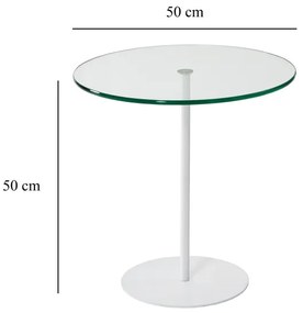 Odkladací stolík CHILL 50x50 cm biela/číra