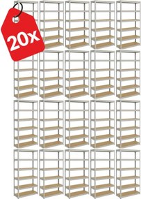 Akcia 20x Regál 220x100x40 cm pozinkovaný 6-policový, nosnosť 1050 kg