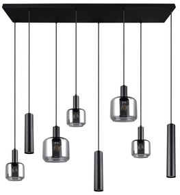 Čierne závesné svietidlo s kovovo-skleneným tienidlom Mataro – Trio