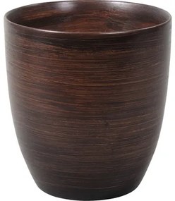 Obal na kvetináč keramický KODET WOOD Ø 13 cm matný tmavo hnedý