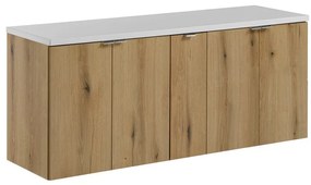 Závesná skrinka pod umývadlo Nova Oak s doskou 140 cm dub evoke/biela