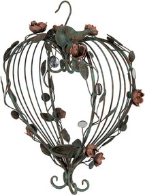 Candle Holder 43x22x60 Cm Green Metal Heart-Shaped - 60,00 cm