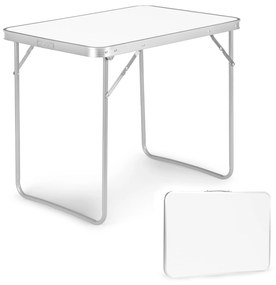 Turistický stolík, piknikový stôl, skladacia doska, 80x60 cm, biela