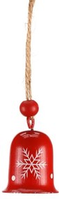 Súprava závesných vianočných zvončekov, 4 ks, červená, kov
