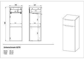 Antracitová vysoká závesná kúpeľňová skrinka 36x93 cm Crandon – Germania