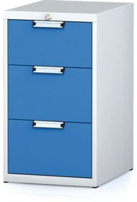 Dielenský zásuvkový box na náradie MECHANIC, 3 zásuvky, 480 x 600 x 840 mm, modré dvere