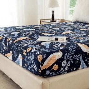 Obliečka z mikrovlákna DENIM Vtáčiky modrá 90x200 cm