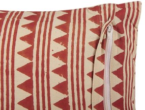 Bavlnený vankúš so vzorom 45 x 45 cm červená/béžová DEGLUPTA Beliani