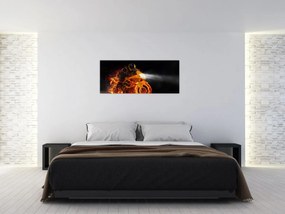 Obraz - Motorkár s plameňmi (120x50 cm)