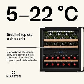 Klarstein Vinsider Victoria 36 chladnička na víno, 36 fliaš, dotyková, UV ochrana, LED, tichá, 3 police