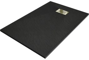 Mexen Hugo, obdĺžniková sprchová vanička SMC 120 x 70 cm, čierna, zlatá krytka, 42707012-G