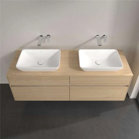 VILLEROY &amp; BOCH Collaro závesná skrinka pod dve umývadlá na dosku, 4 zásuvky, s LED osvetlením, 1600 x 500 x 548 mm, Nordic Oak, C123B0VJ