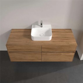 VILLEROY &amp; BOCH Collaro závesná skrinka pod umývadlo na dosku (umývadlo v strede), 4 zásuvky, 1400 x 500 x 548 mm, Oak Kansas, C10000RH