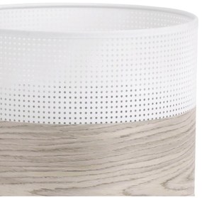 Závesné svietidlo Wood, 1x svetlobéžová dubová dýha/biele PVC tienidlo, (fi 20cm)