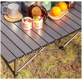 Skladací kempingový stôl s textilným obalom – 53 x 51 x 50 cm béžová