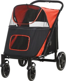 PawHut Kočík pre psov, Buggy pre psov s vankúšom, Skládací psí vozík, Kočík pre mačky pre veľké a stredne veľké psy, Psí vozík s sieťovaným oknom, Bez