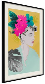 Artgeist Plagát - Flowers In The Hair [Poster] Veľkosť: 30x45, Verzia: Čierny rám s passe-partout