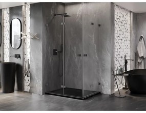 Mexen Lunar-F Duo, sklápací sprchový kút 85 x 80 cm, 8mm číre sklo, profil grafit brúsený, 836-085L-080P-66-00
