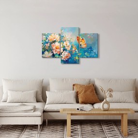 Obraz - Motýľ a kvety, olejomaľba II. (90x60 cm)
