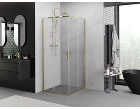 Mexen Exo, posuvný štvorcový sprchový kút 70 x 70 cm, číre sklo, zlatá, 8111-070-070-50-00