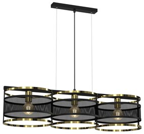 Luster na lanku RIM 3xE27/60W/230V čierna/zlatá
