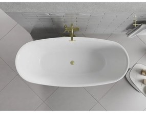 Mexen Luvo Slim, voľne stojaca vaňa 170 × 75 cm, biela-čierna, zlatý matný prepad, 52801707575-55