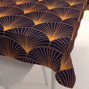 Biante Bavlnený obdĺžnikový obrus Sandra SA-504 Oranžové vejáre na tmavo modrom 120x160 cm