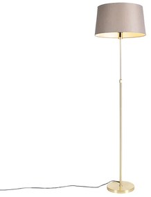 Stojaca lampa zlatá/mosadzná s tienidlom z ľanu taupe 45 cm - Parte