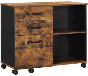 Kartotéka s tromi zásuvkami, rustikálna hnedá