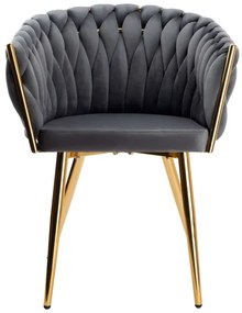Jedálenská stolička COFTON zamatová, zlatá / grafitová