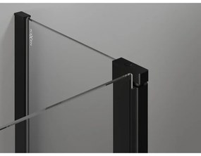 Mexen Mist L, štvrťkruhový sprchový kút s 2-krídlovými dverami, 80 x 80 cm, 8mm číre sklo, čierny profil, 8A32L-080-080-70-77