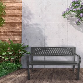 LONGWELL INDUSTRIAL LTD Záhradná lavička s operadlom, parková lavička, kovová konštrukcia - grafit