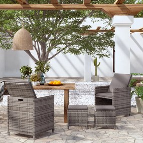 4-dielna záhradná súprava stoličky a podnožky polyratan sivá