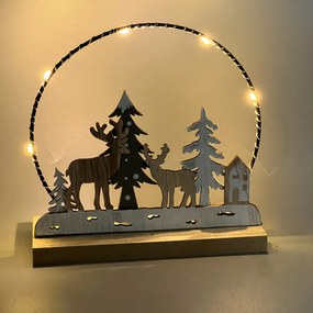 Drevená Vianočná dekorácia s led svetlom