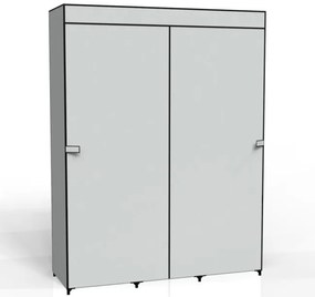 Šatníková skriňa SONIA s 8 policami a sivým závesom