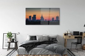 Obraz na akrylátovom skle Sunset panorama varšavy 140x70 cm
